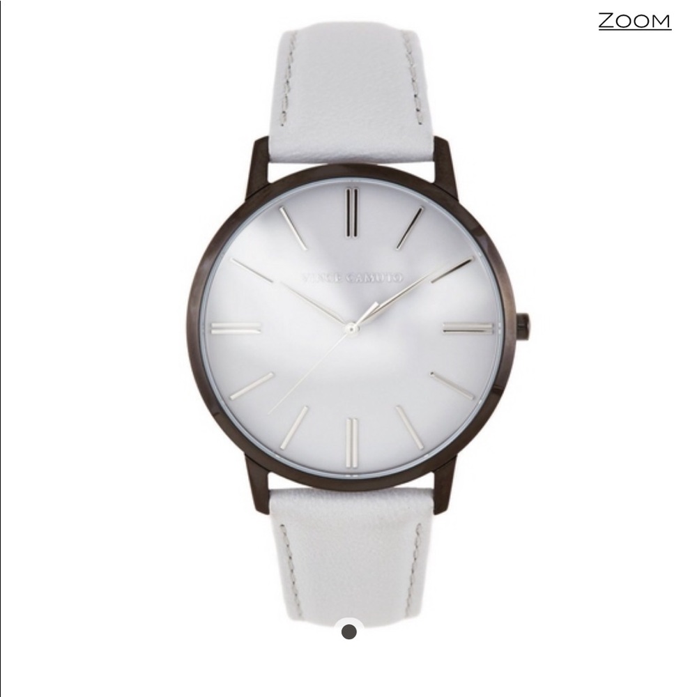 Vince Camuto Leather Band Watch Light Grey Unisex